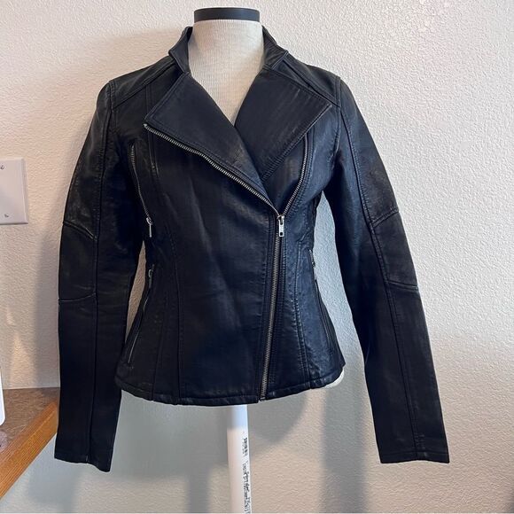 Blank NYC faux leather black Moto biker jacket size XS - Picture 5 of 16